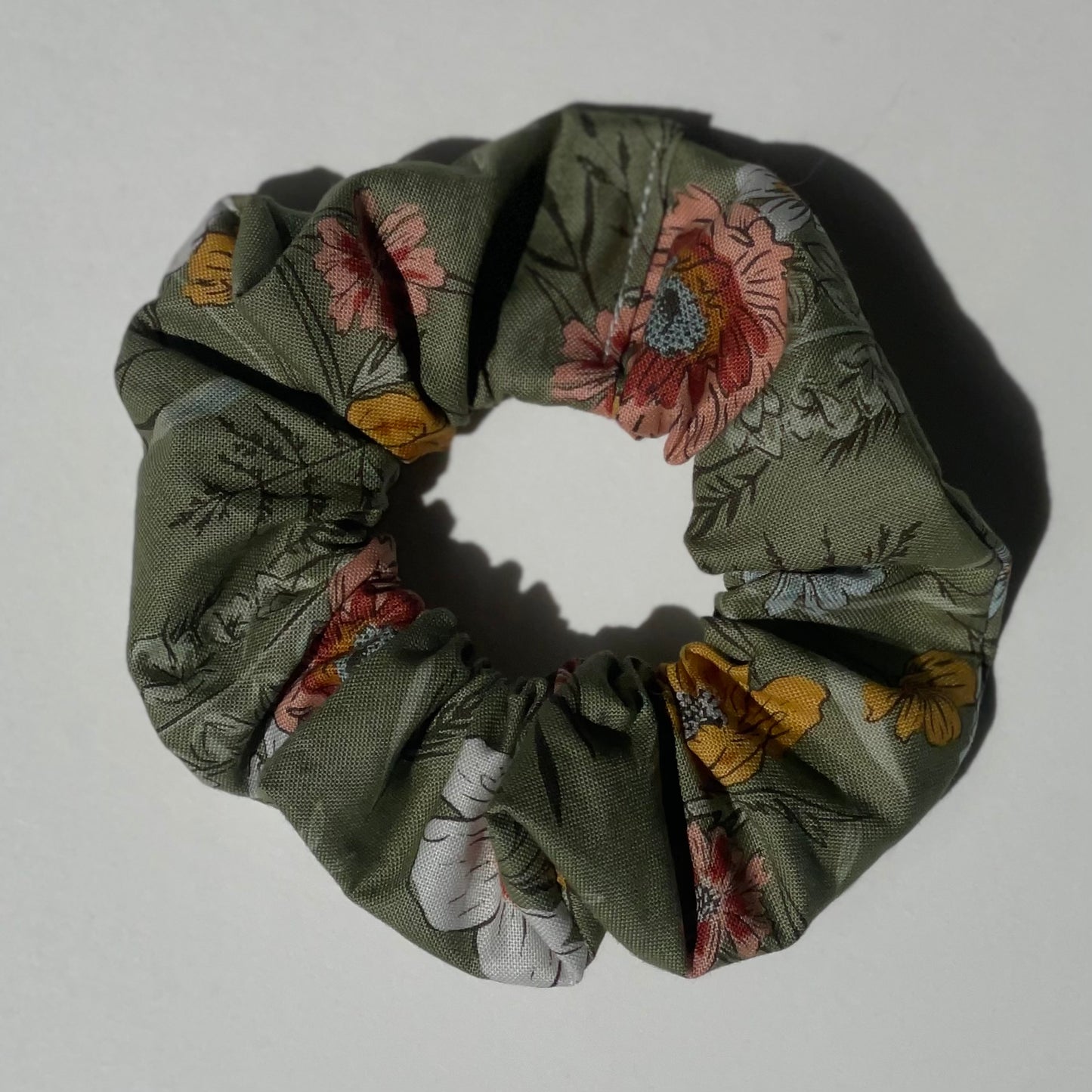 Floral on Green Scrunchie