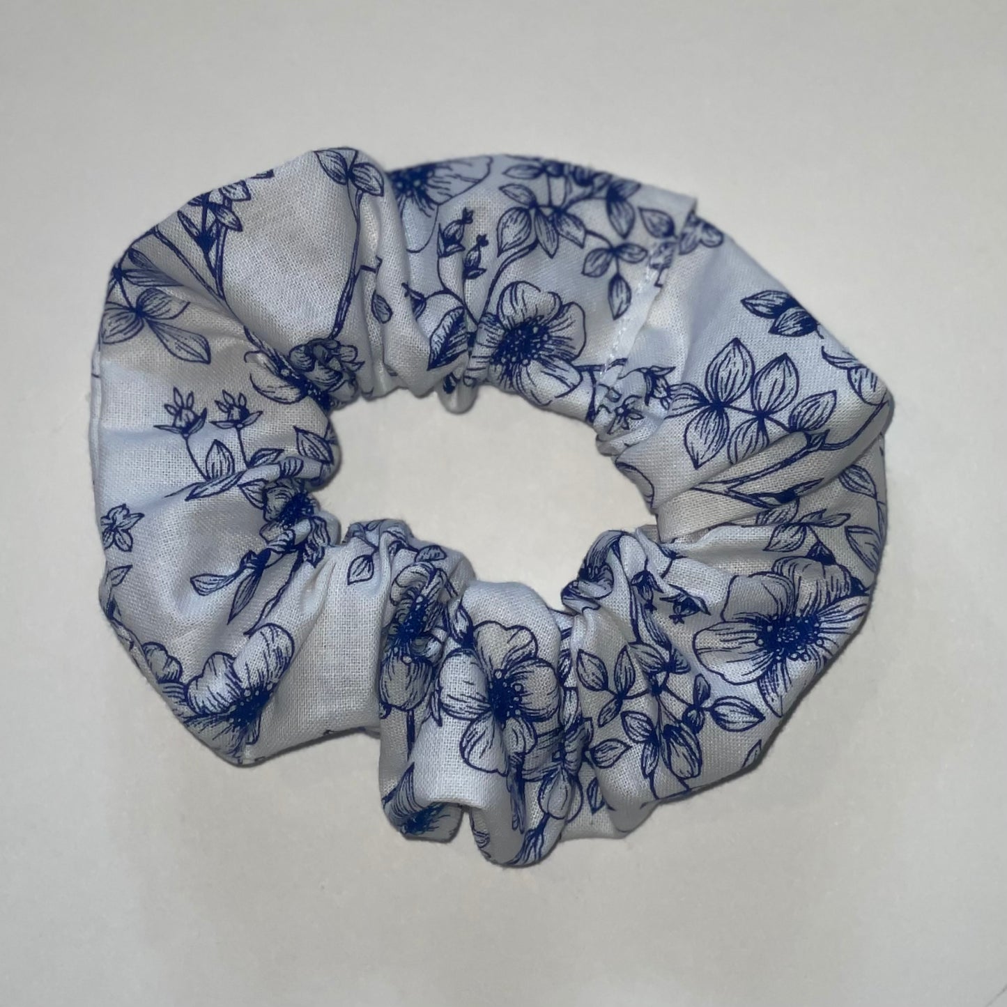 Blue/White Floral Scrunchie
