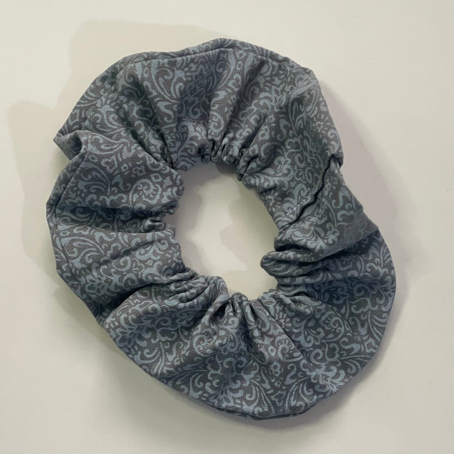 Grey Floral Scrunchie