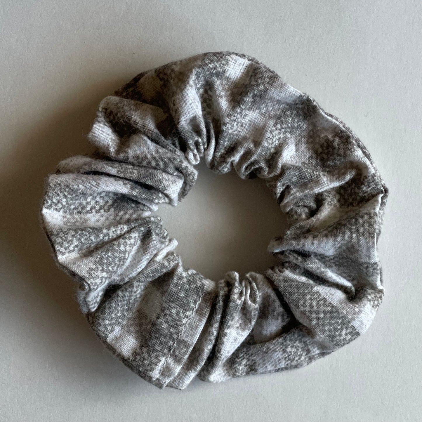 Grey/Beige Plaid Scrunchie