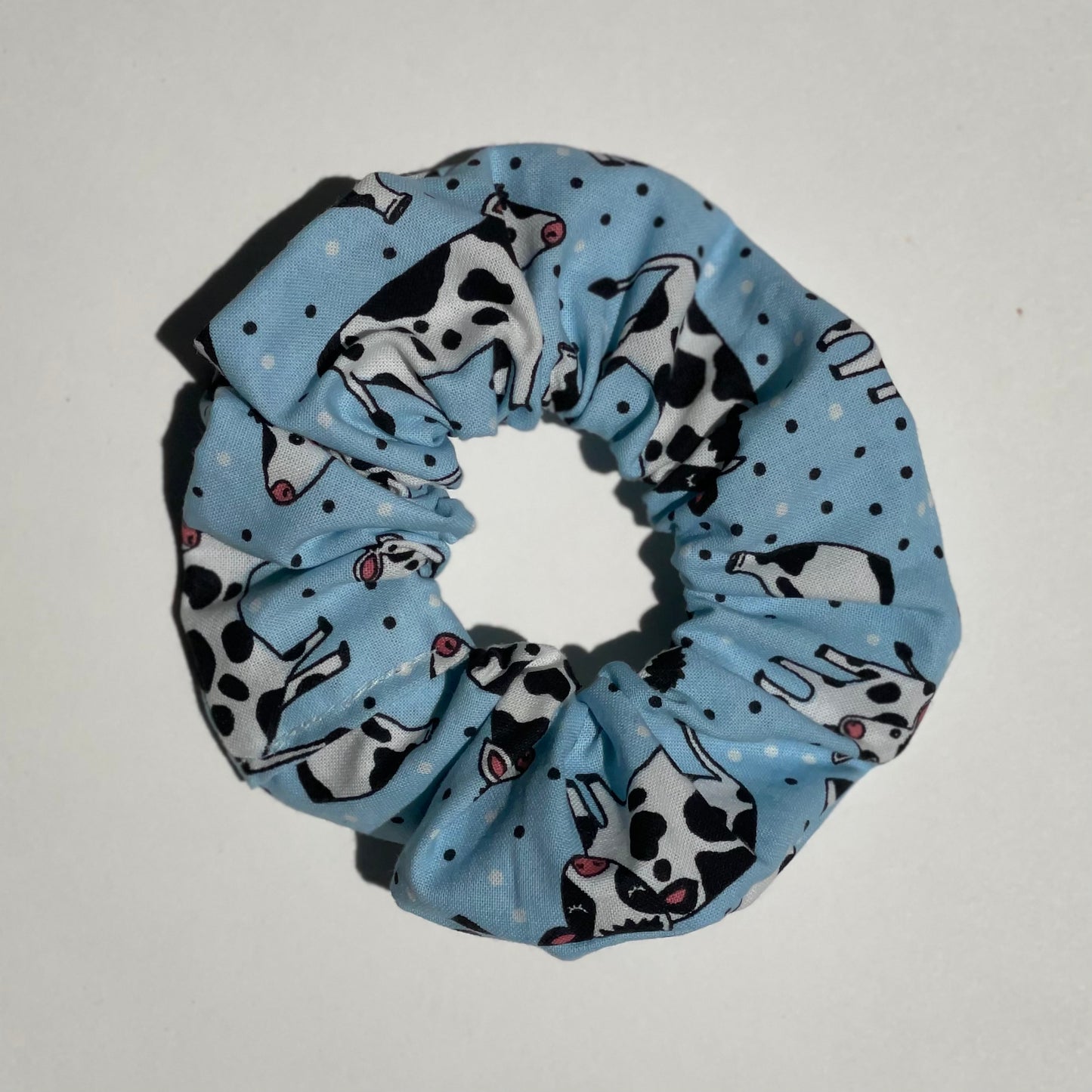 Cows on Blue Scrunchie