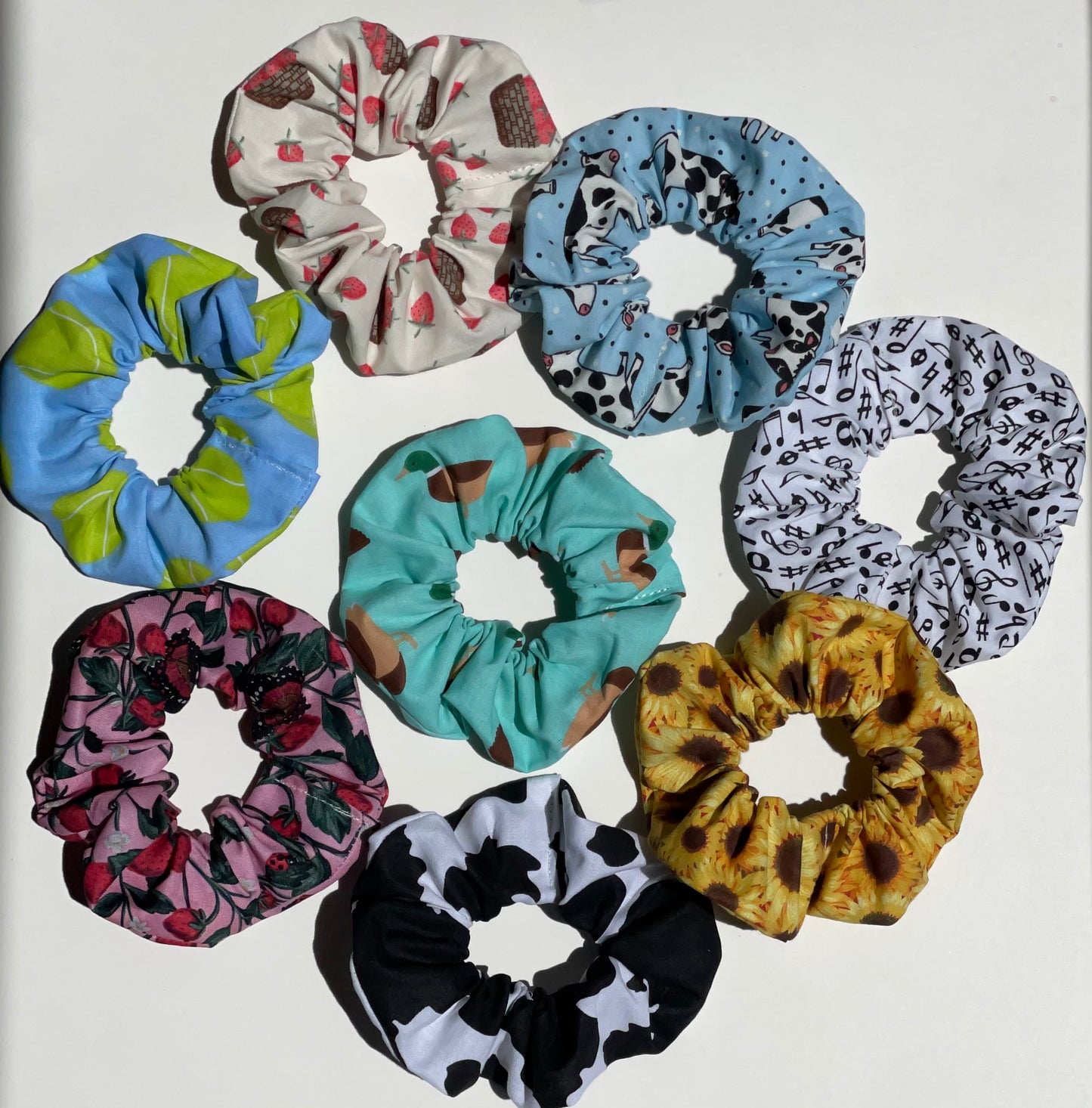 Cows on Blue Scrunchie