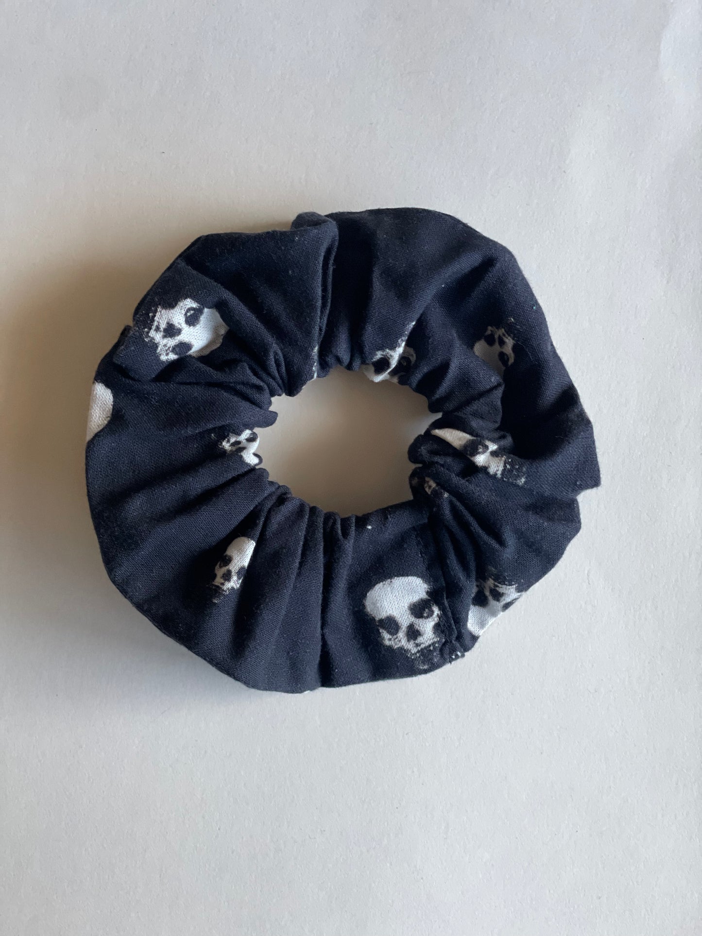 Skulls on Black Scrunchie