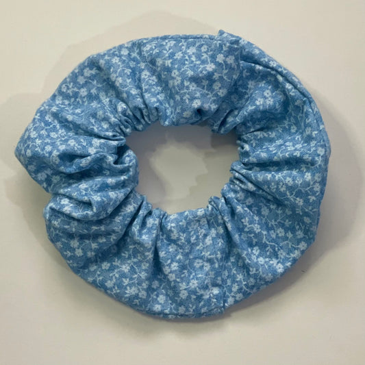 Blue Floral Scrunchie